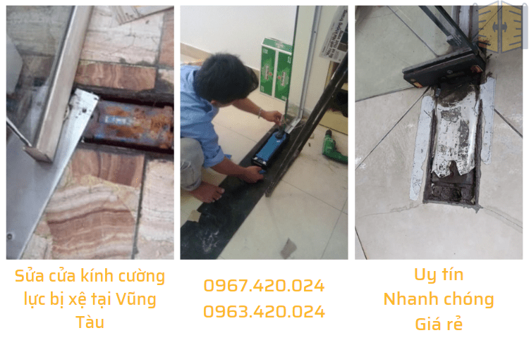 Sửa cửa kính cường lực bị xệ tại Vũng Tàu 0963 420 024
